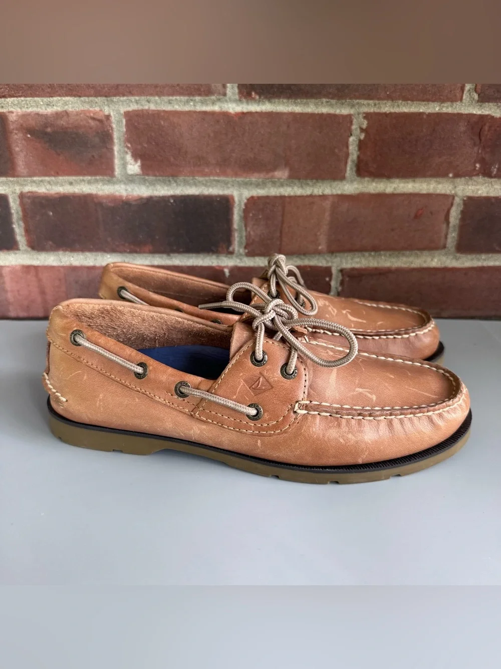 Sperry Top-Sider Original AO 2-Eye Boat Shoes Tan Leather Men’s US 8 W Wide